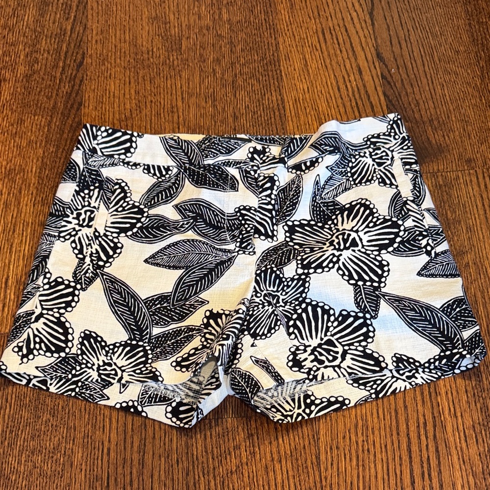 J. Crew High Waist Black and White Patterned Shorts